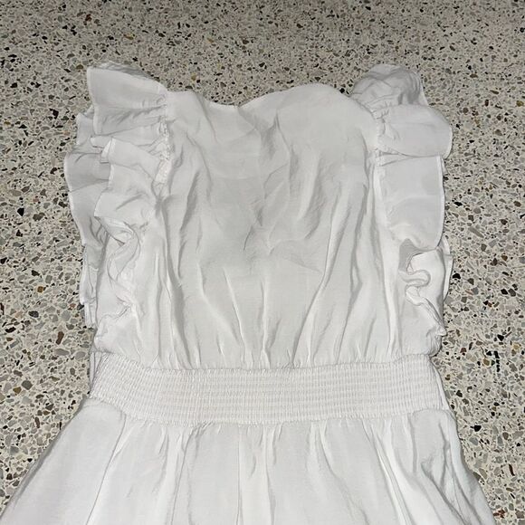 Express white 100% cotton midi lined dress XS ruffle - Picture 8 of 9